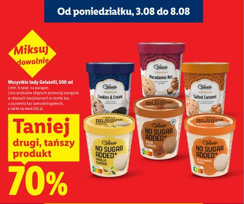 Lody Gelatelli Premium Cookies & Cream promocja w Lidl