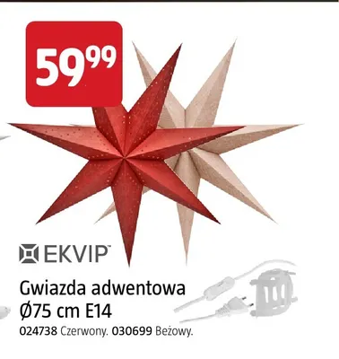 Gwiazda adwentowa Ø75 cm E14 Ekvip promocja w Jula