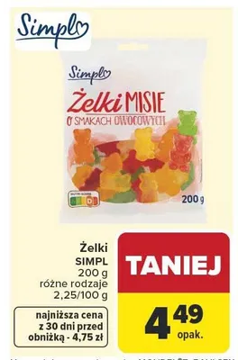 Żelki Misie o smakach owocowych Simpl promocja w Carrefour Market