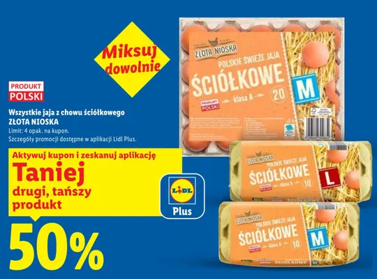 Jaja z chowu ściółkowego Złota Nioska klasa A rozmiar M promocja w Lidl