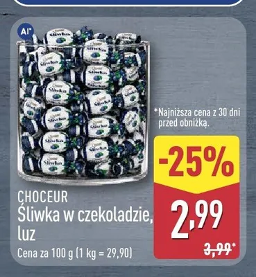 Śliwka w czekoladzie luz Choceur promocja w Aldi