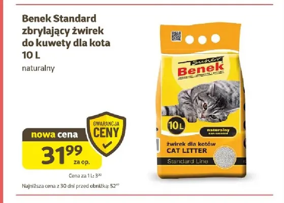 Benek Standard zbrylający żwirek do kuwety dla kota naturalny promocja w Super Zoo