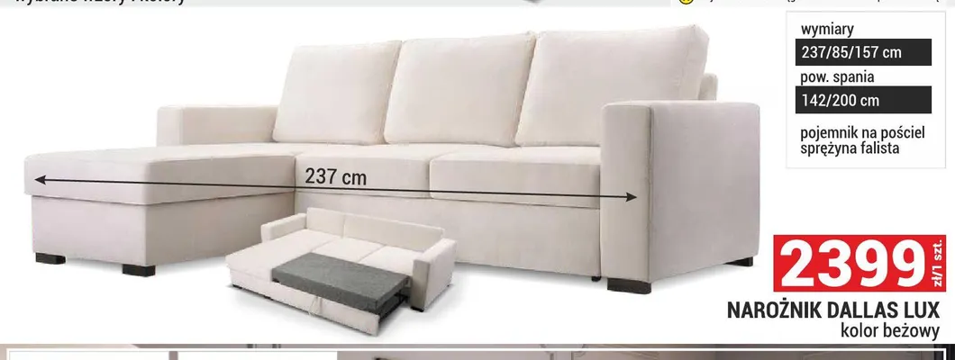 Narożnik Dallas Lux promocja w Merkury Market