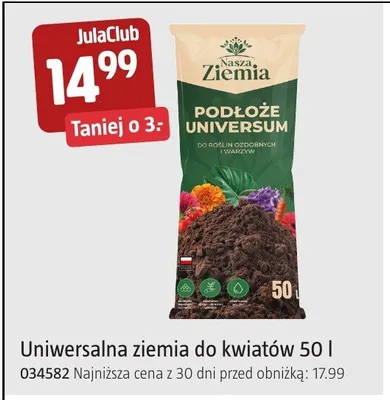 Uniwersalna ziemia do kwiatów 50 l promocja w Jula