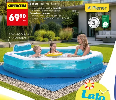 Basen nadmuchiwany Plener z wygodnym oparciem 200x150x45cm 365l promocja w Biedronka