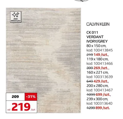 Dywan Calvin Klein Ck 011 Verdant Ivory/Grey 80x150 cm promocja w Komfort