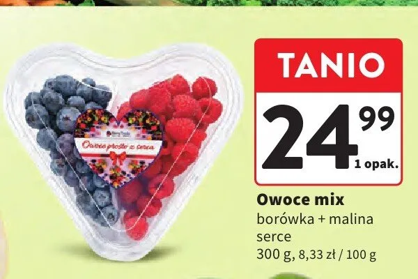 Owoce mix borówka + malina serce promocja w Intermarche