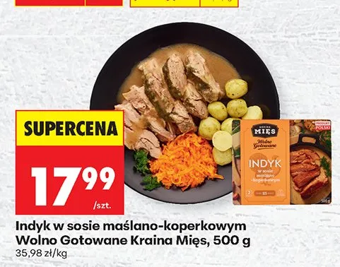 Indyk w sosie maślano-koperkowym Wolno Gotowane Kraina Mięs promocja w Biedronka