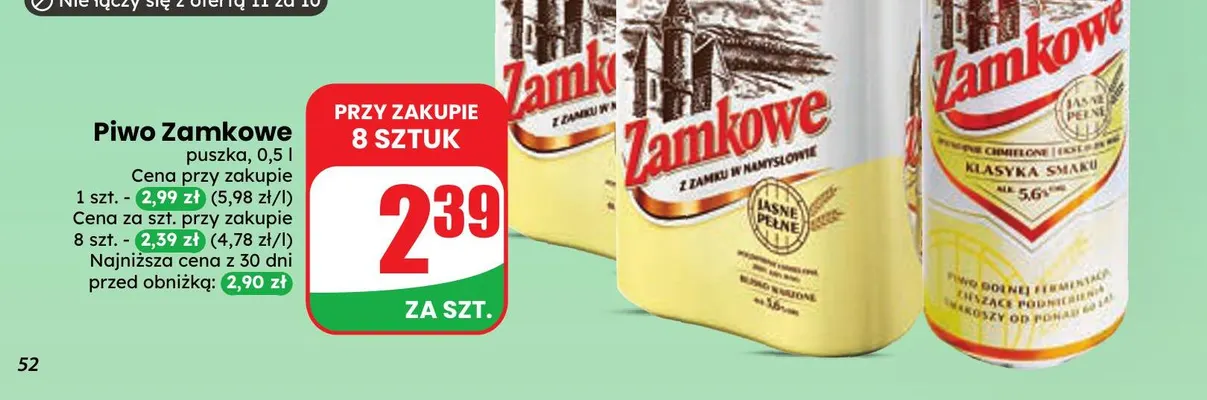 Piwo Zamkowe promocja w Dino