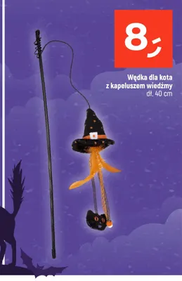 Wędka dla kota z kapeluszem wiedźmy dł. 40 cm promocja w Dealz