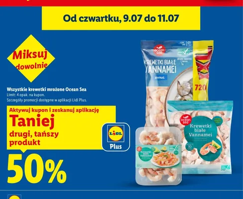 Krewetki białe Vannamei surowe Ocean Sea promocja w Lidl