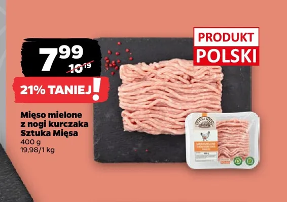 Mięso mielone z nogi kurczaka Sztuka Mięsa promocja w Netto