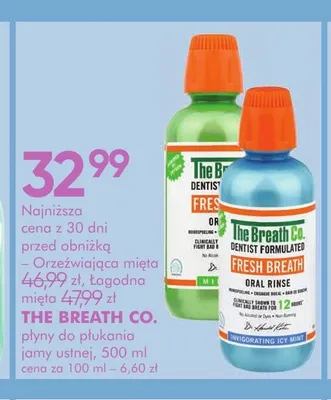Płyn do płukania jamy ustnej The Breath Co. orzeźwiająca mięta promocja w Super-Pharm
