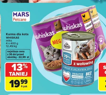 Karma dla kota Whiskas miks 4-pak promocja w Carrefour