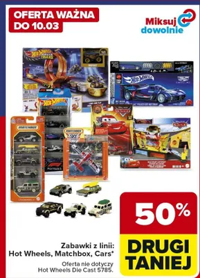 Zabawki z linii: Hot Wheels, Matchbox, Cars promocja w Carrefour Market