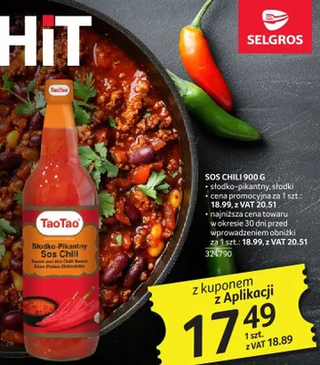 Sos chili TaoTao 900g słodko-pikantny, słodki promocja w Selgros
