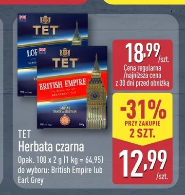 Herbata czarna TET British Empire promocja w Aldi