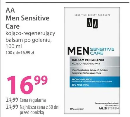 Kojąco-regenerujący balsam po goleniu Men Sensitive Care promocja w Hebe