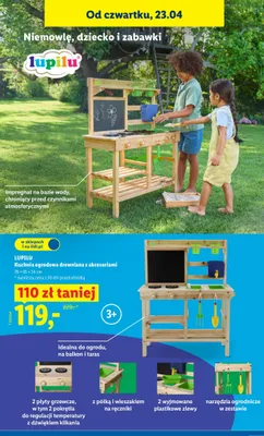 Kuchnia ogrodowa drewniana z akcesoriami promocja w Lidl