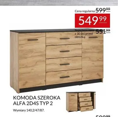 Komoda szeroka Alfa 2D4S typ 2 promocja w Abra Meble