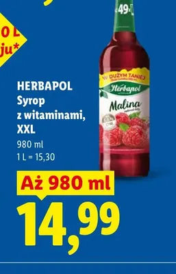 Syrop z witaminami malina Herbapol XXL promocja w Lidl