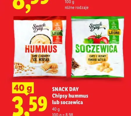 Chipsy z ciecierzycy Snack Day Hummus Sól Morska promocja w Lidl