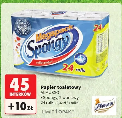 Papier toaletowy Spongy 2 warstwy promocja w Intermarche