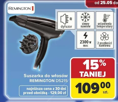 Suszarka do włosów REMINGTON D5215 promocja w Carrefour
