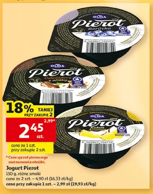 Jogurt Pierot borówkowy promocja w Auchan