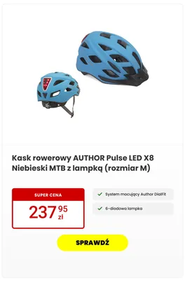 Kask rowerowy Author Pulse LED X8 Niebieski Mtb z lampką promocja w Media Expert