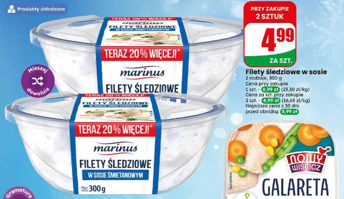 Filety śledziowe w sosie śmietanowym Marinus promocja w Dino