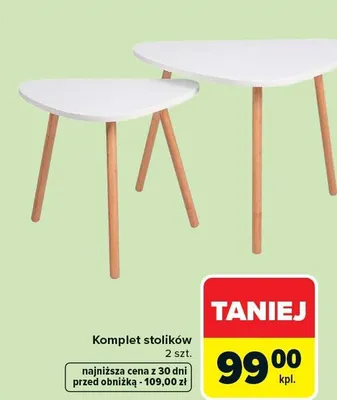 Komplet stolików 2 szt. promocja w Carrefour