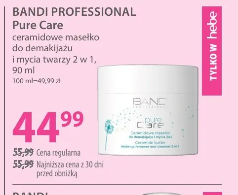 Ceramidowe masełko do demakijażu i mycia twarzy 2 w 1 Bandi Professional Pure Care promocja w Hebe