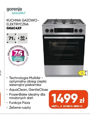 Kuchnia gazowo-elektryczna GK6C4XF Gorenje promocja w Max Elektro