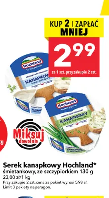 Serek kanapkowy Hochland śmietankowy promocja w LEWIATAN