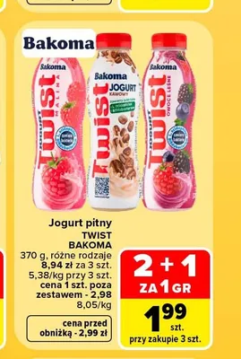 Jogurt pitny Bakoma Twist kawowy promocja w Carrefour Market