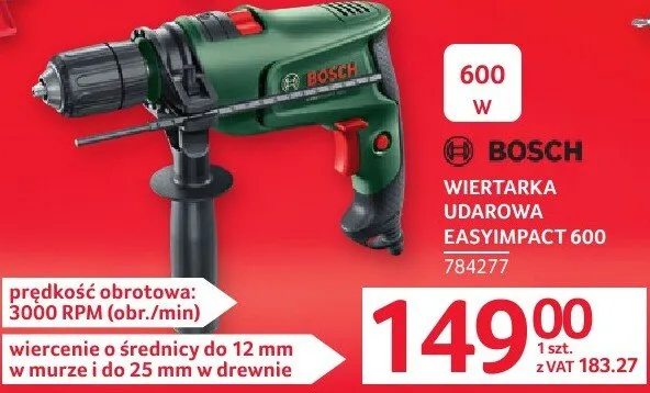 Wiertarka udarowa BOSCH EASYIMPACT 600 promocja w Selgros