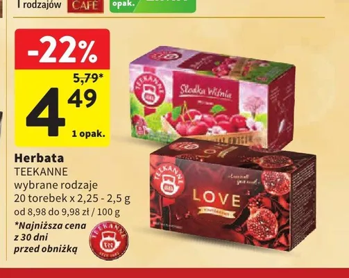 Herbata owocowa Teekanne Słodka Wiśnia promocja w Intermarche