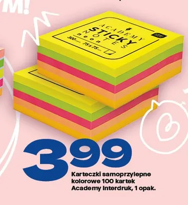 Karteczki samoprzylepne kolorowe 100 kartek Academy Interdruk promocja w Twój Market