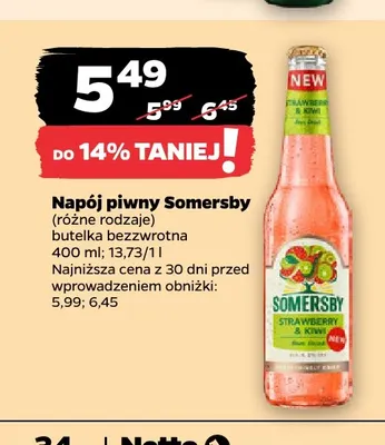 Napój piwny Somersby promocja w Netto