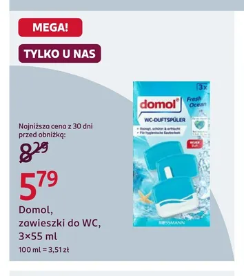 Zawieszki do WC Domol 3-pak promocja w Rossmann