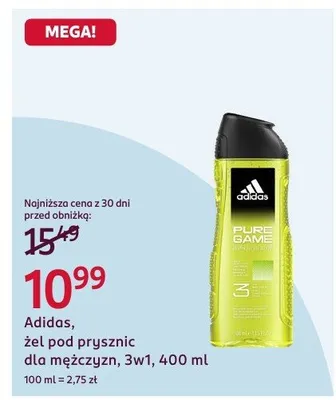 Żel pod prysznic dla mężczyzn 3w1 Adidas Pure Game promocja w Rossmann