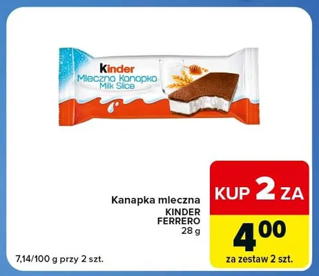 Kanapka mleczna Kinder promocja w Carrefour Express