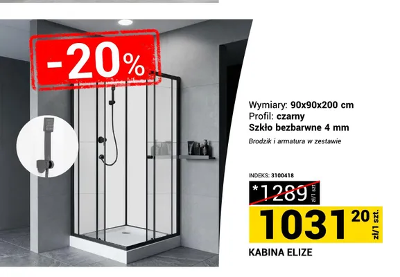 Kabina prysznicowa Elize czarna promocja w Merkury Market