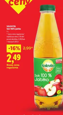 Sok 100% jabłko Solevita promocja w Lidl