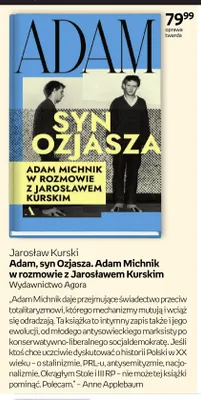 Książka Jarosław Kurski Adam, syn Ozjasza. Adam Michnik w rozmowie z Jarosławem Kurskim promocja w Empik