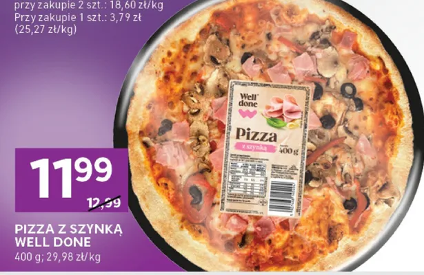 Pizza z szynką Well Done promocja w Stokrotka