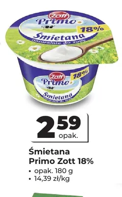 Śmietana Primo Zott 18% promocja w Odido