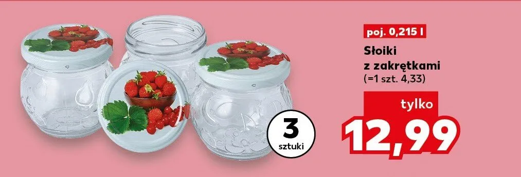 Słoiki z zakrętkami 3-pak 0,215 l promocja w Kaufland