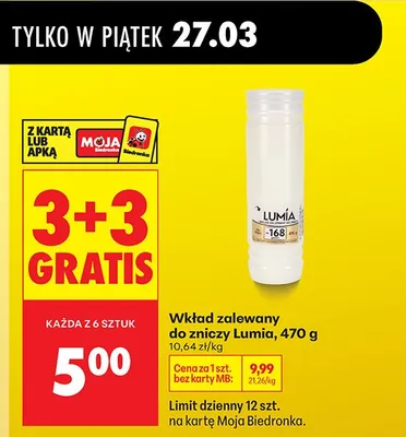 Wkład zalewany do znicza promocja w Biedronka